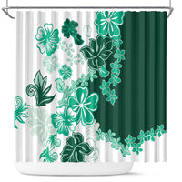 Green Hibiscus Plumeria Floral Shower Curtain LT01 Green - Polynesian Pride