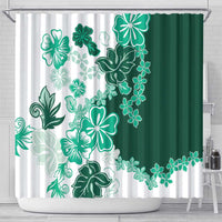 Green Hibiscus Plumeria Floral Shower Curtain LT01 - Polynesian Pride