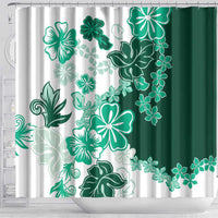 Green Hibiscus Plumeria Floral Shower Curtain LT01 - Polynesian Pride