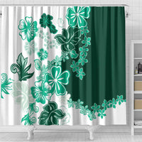 Green Hibiscus Plumeria Floral Shower Curtain LT01 - Polynesian Pride
