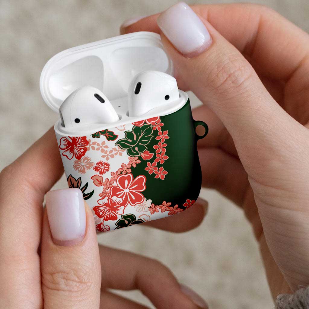 Green Orange Hibiscus Plumeria Floral AirPods Case - Polynesian Pride