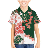 Green Orange Hibiscus Plumeria Floral Family Matching Mermaid Dress and Hawaiian Shirt LT01 Son's Shirt Orange - Polynesian Pride
