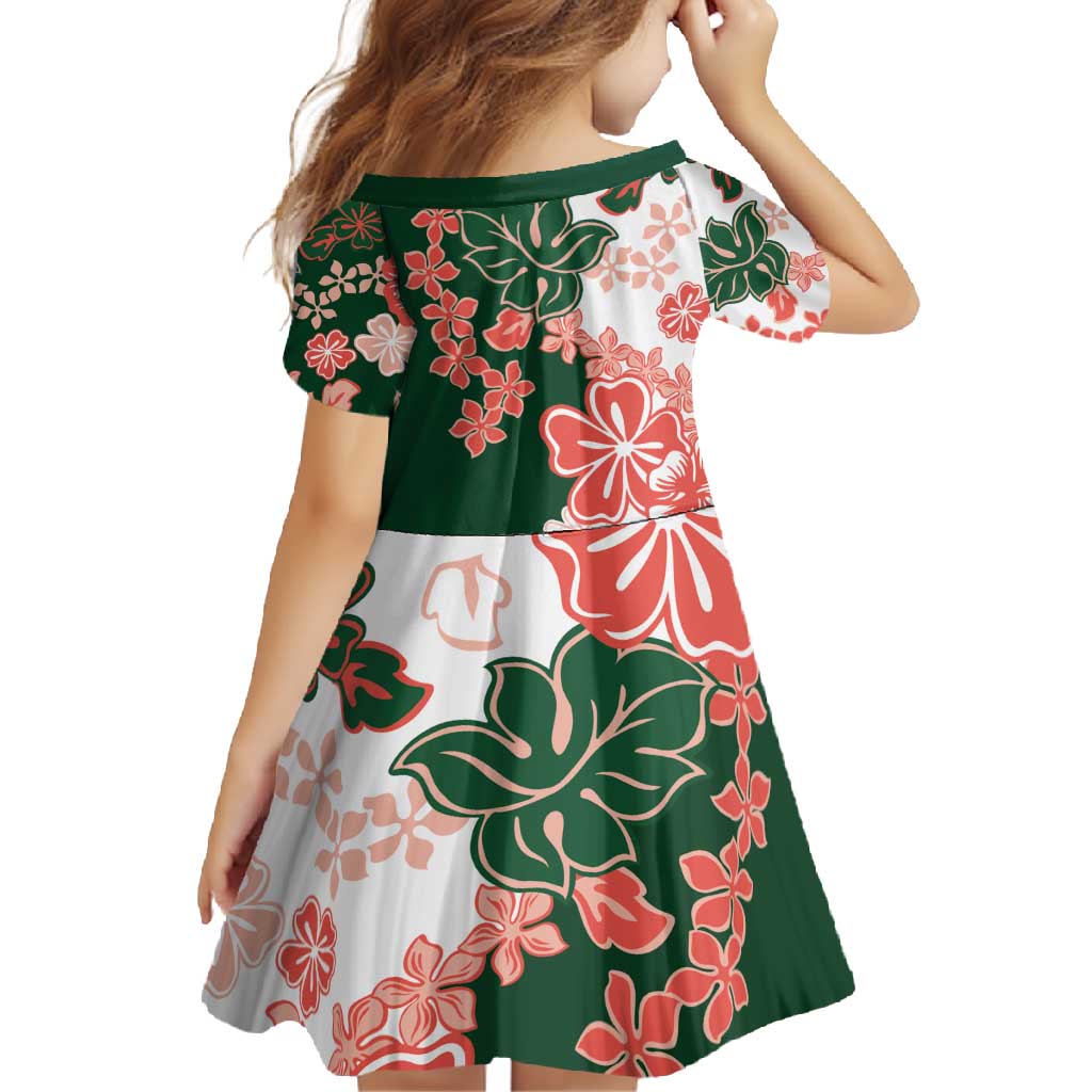 Green Orange Hibiscus Plumeria Floral Family Matching Summer Maxi Dress and Hawaiian Shirt LT01 - Polynesian Pride