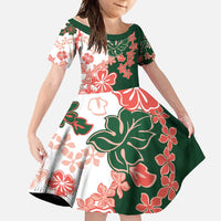 Green Orange Hibiscus Plumeria Floral Family Matching Tank Maxi Dress and Hawaiian Shirt LT01 Daughter's Dress Orange - Polynesian Pride