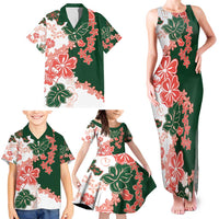 Green Orange Hibiscus Plumeria Floral Family Matching Tank Maxi Dress and Hawaiian Shirt LT01 - Polynesian Pride