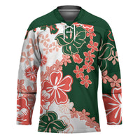 Green Orange Hibiscus Plumeria Floral Hockey Jersey - Polynesian Pride