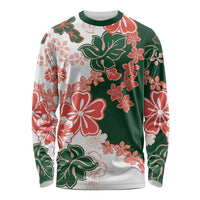 Green Orange Hibiscus Plumeria Floral Long Sleeve Shirt LT01 Unisex Orange - Polynesian Pride