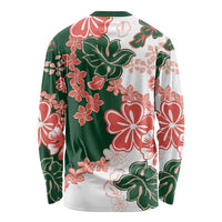 Green Orange Hibiscus Plumeria Floral Long Sleeve Shirt LT01 - Polynesian Pride