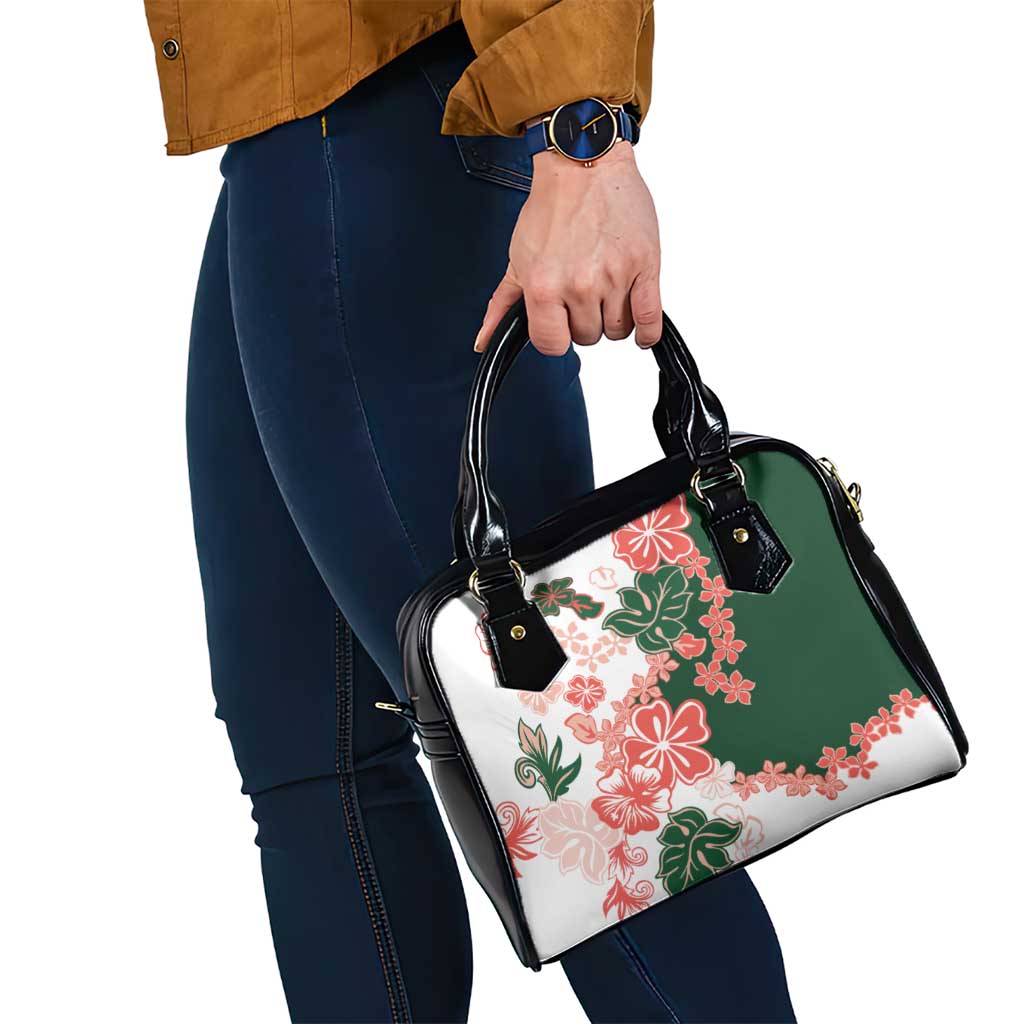 Green Orange Hibiscus Plumeria Floral Shoulder Handbag - Polynesian Pride