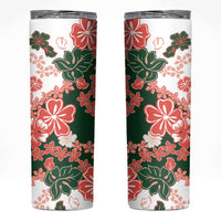 Green Orange Hibiscus Plumeria Floral Skinny Tumbler LT01 Orange - Polynesian Pride