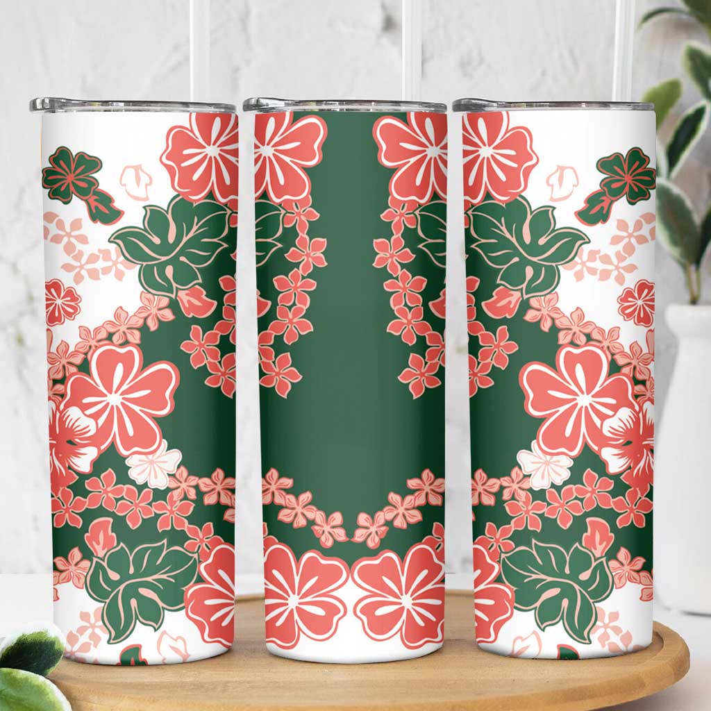 Green Orange Hibiscus Plumeria Floral Skinny Tumbler LT01 - Polynesian Pride