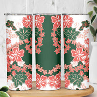 Green Orange Hibiscus Plumeria Floral Skinny Tumbler LT01 - Polynesian Pride