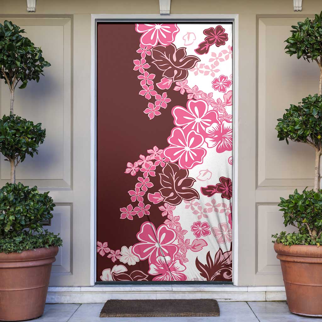 Pink Hibiscus Plumeria Floral Door Cover LT01 Pink - Polynesian Pride