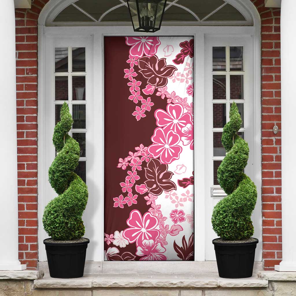 Pink Hibiscus Plumeria Floral Door Cover LT01 - Polynesian Pride