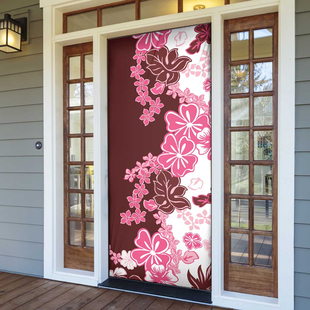 Pink Hibiscus Plumeria Floral Door Cover LT01 - Polynesian Pride