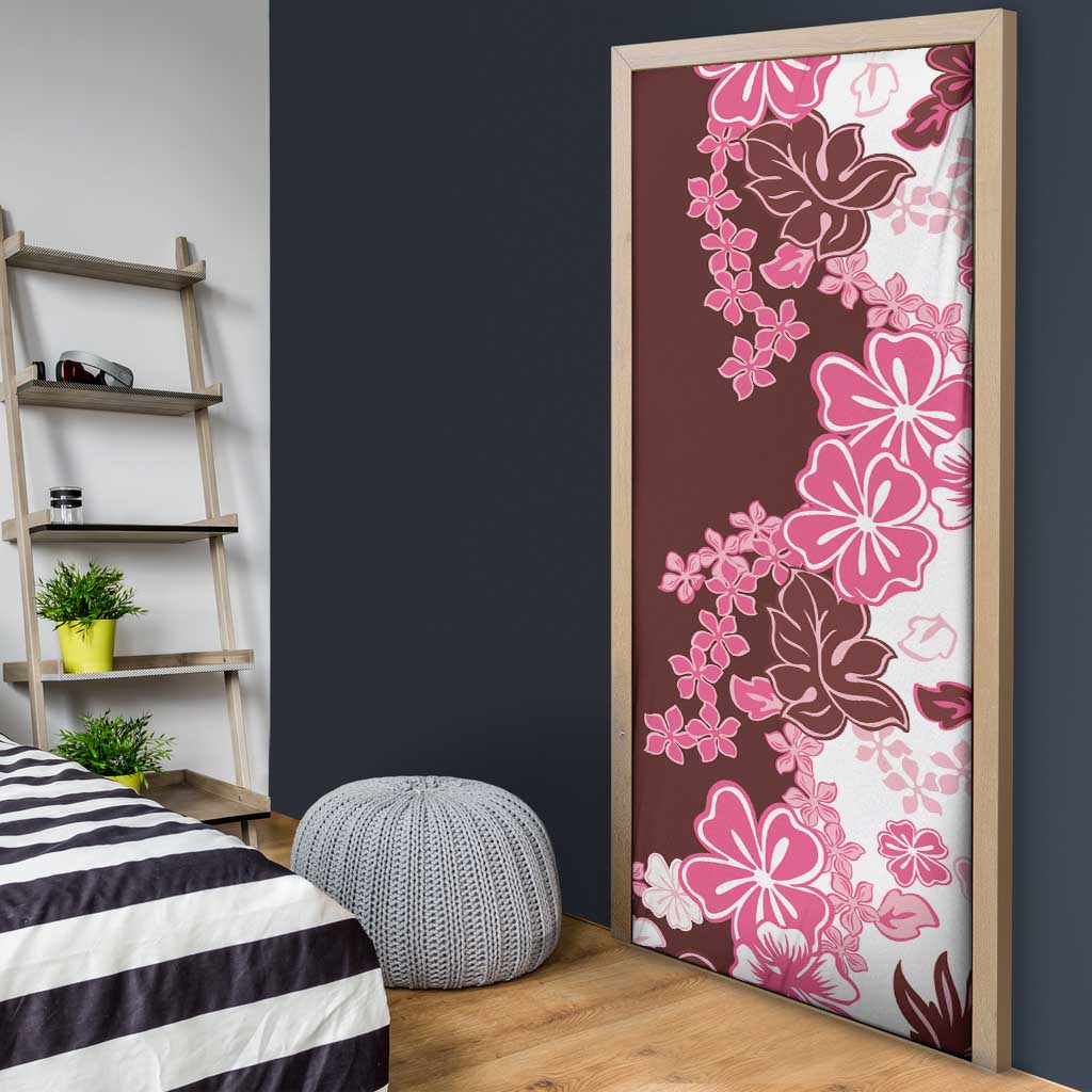 Pink Hibiscus Plumeria Floral Door Cover LT01 - Polynesian Pride