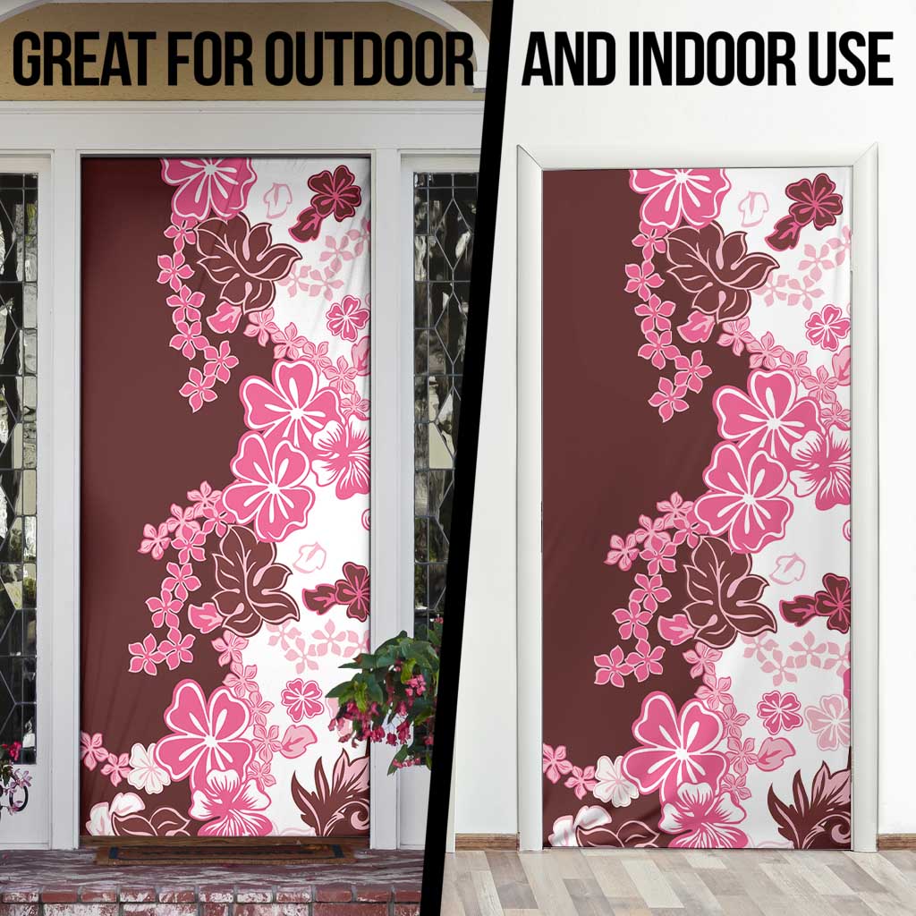 Pink Hibiscus Plumeria Floral Door Cover LT01 - Polynesian Pride