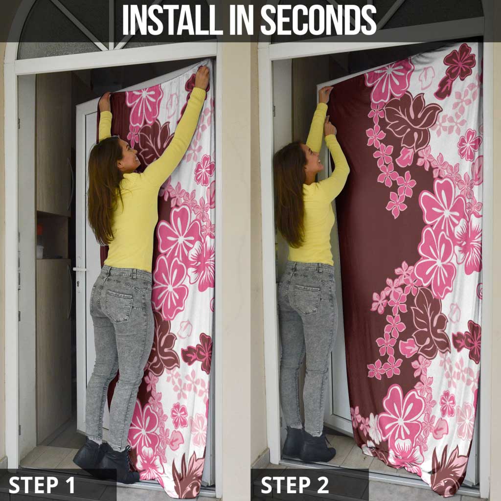 Pink Hibiscus Plumeria Floral Door Cover LT01 - Polynesian Pride