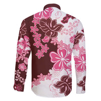 Pink Hibiscus Plumeria Floral Family Matching Off Shoulder Maxi Dress and Hawaiian Shirt LT01 - Polynesian Pride