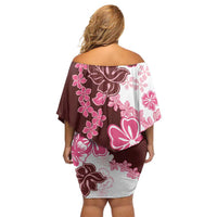 Pink Hibiscus Plumeria Floral Family Matching Off Shoulder Short Dress and Hawaiian Shirt LT01 - Polynesian Pride