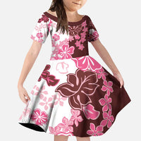 Pink Hibiscus Plumeria Floral Family Matching Tank Maxi Dress and Hawaiian Shirt LT01 Daughter's Dress Pink - Polynesian Pride