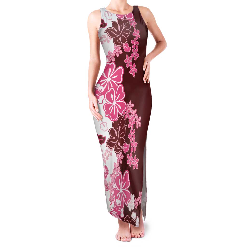 Pink Hibiscus Plumeria Floral Family Matching Tank Maxi Dress and Hawaiian Shirt LT01 Mom's Dress Pink - Polynesian Pride