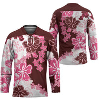 Pink Hibiscus Plumeria Floral Hockey Jersey - Polynesian Pride