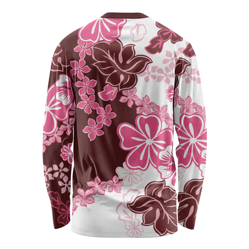 Pink Hibiscus Plumeria Floral Long Sleeve Shirt LT01 - Polynesian Pride