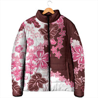 Pink Hibiscus Plumeria Floral Padded Jacket - Polynesian Pride
