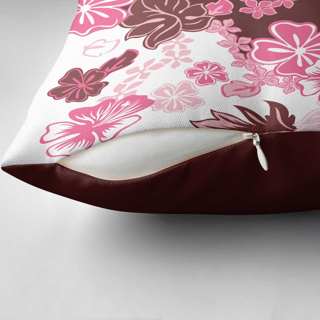 Pink Hibiscus Plumeria Floral Pillow Cover LT01 - Polynesian Pride