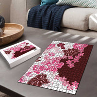 Pink Hibiscus Plumeria Floral Puzzle LT01