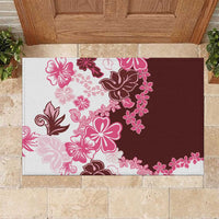 Pink Hibiscus Plumeria Floral Rubber Doormat - Polynesian Pride