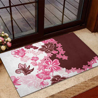 Pink Hibiscus Plumeria Floral Rubber Doormat - Polynesian Pride