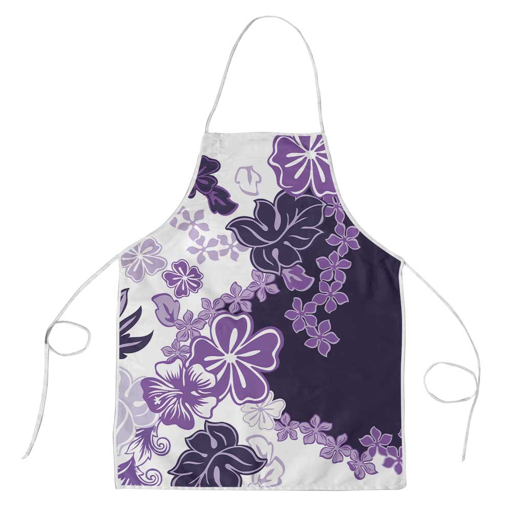 Purple Hibiscus Plumeria Floral Apron - Polynesian Pride