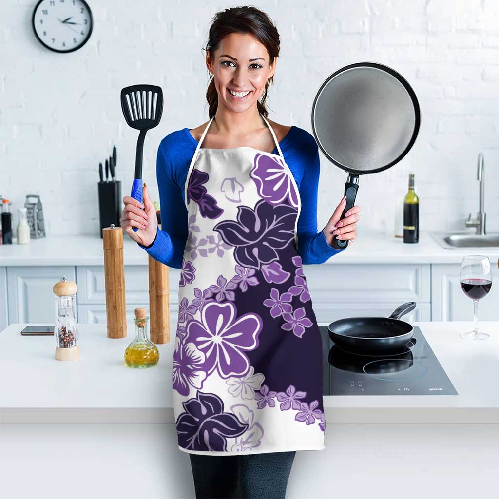 Purple Hibiscus Plumeria Floral Apron - Polynesian Pride