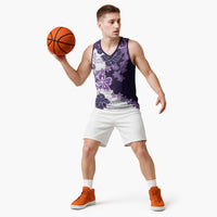 Purple Hibiscus Plumeria Floral Basketball Jersey - Polynesian Pride