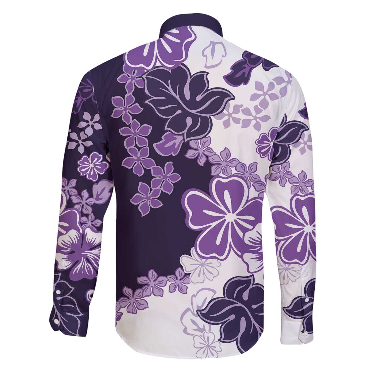 Purple Hibiscus Plumeria Floral Family Matching Off The Shoulder Long Sleeve Dress and Hawaiian Shirt LT01 - Polynesian Pride