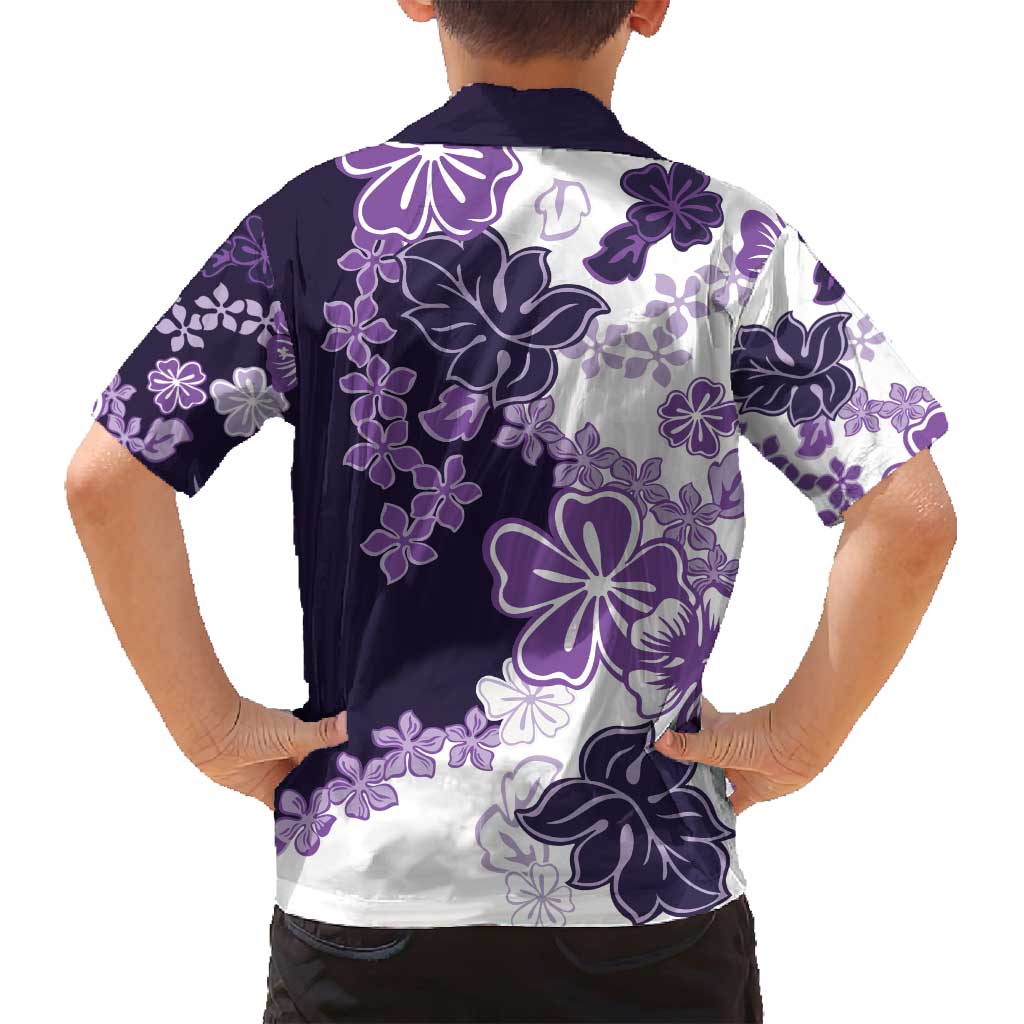 Purple Hibiscus Plumeria Floral Family Matching Off Shoulder Maxi Dress and Hawaiian Shirt LT01 - Polynesian Pride