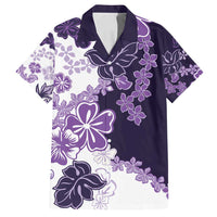 Purple Hibiscus Plumeria Floral Family Matching Puletasi and Hawaiian Shirt LT01 Dad's Shirt - Short Sleeve Purple - Polynesian Pride