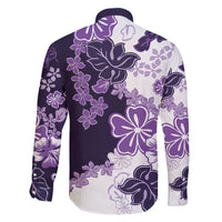 Purple Hibiscus Plumeria Floral Family Matching Short Sleeve Bodycon Dress and Hawaiian Shirt LT01 - Polynesian Pride