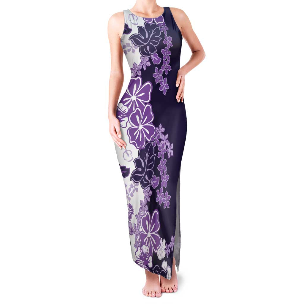 Purple Hibiscus Plumeria Floral Family Matching Tank Maxi Dress and Hawaiian Shirt LT01 Mom's Dress Purple - Polynesian Pride