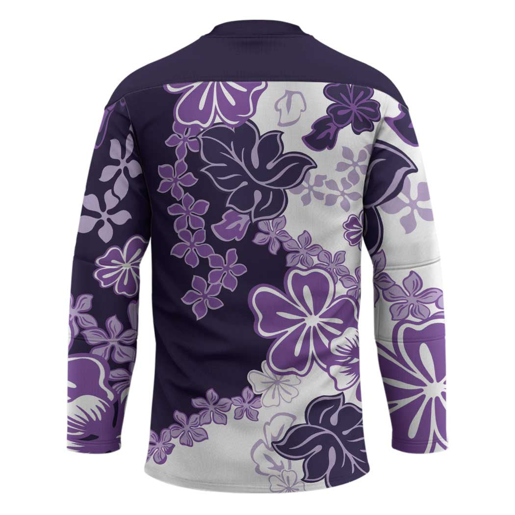 Purple Hibiscus Plumeria Floral Hockey Jersey - Polynesian Pride