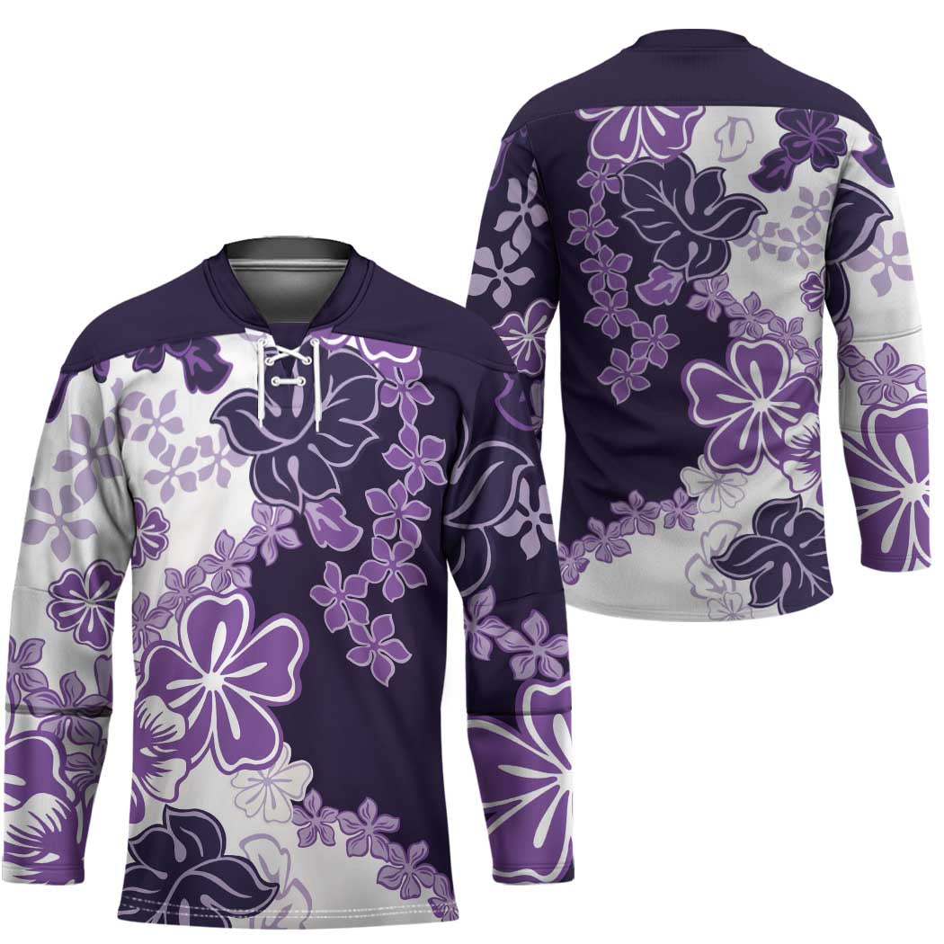 Purple Hibiscus Plumeria Floral Hockey Jersey - Polynesian Pride