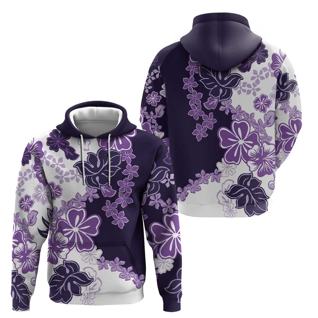 Purple Hibiscus Plumeria Floral Hoodie - Polynesian Pride