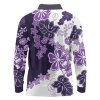 Purple Hibiscus Plumeria Floral Long Sleeve Polo Shirt LT01 - Polynesian Pride