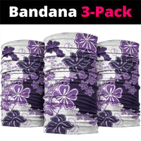 Purple Hibiscus Plumeria Floral Neck Gaiter LT01 package One Size: 25*50cm Purple - Polynesian Pride