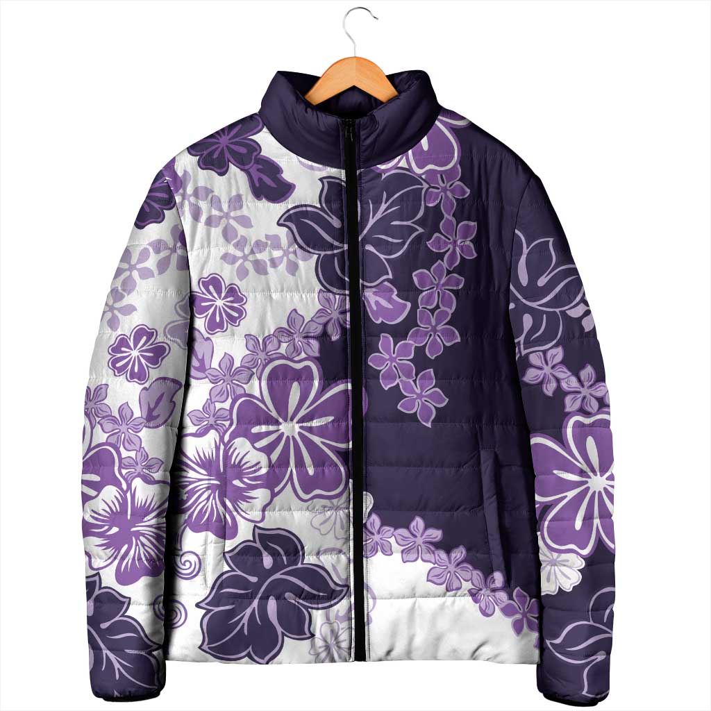 Purple Hibiscus Plumeria Floral Padded Jacket - Polynesian Pride