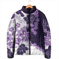 Purple Hibiscus Plumeria Floral Padded Jacket - Polynesian Pride