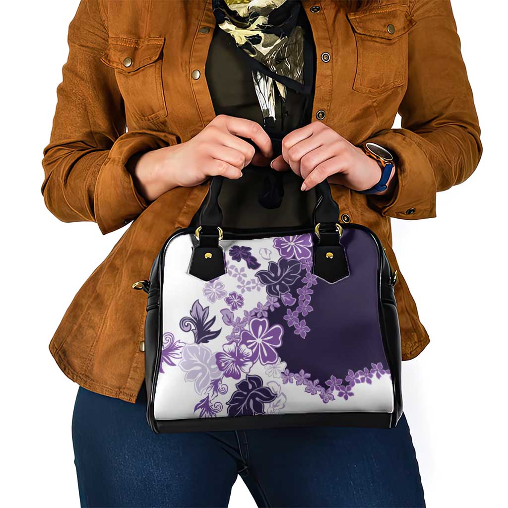 Purple Hibiscus Plumeria Floral Shoulder Handbag LT01 - Polynesian Pride