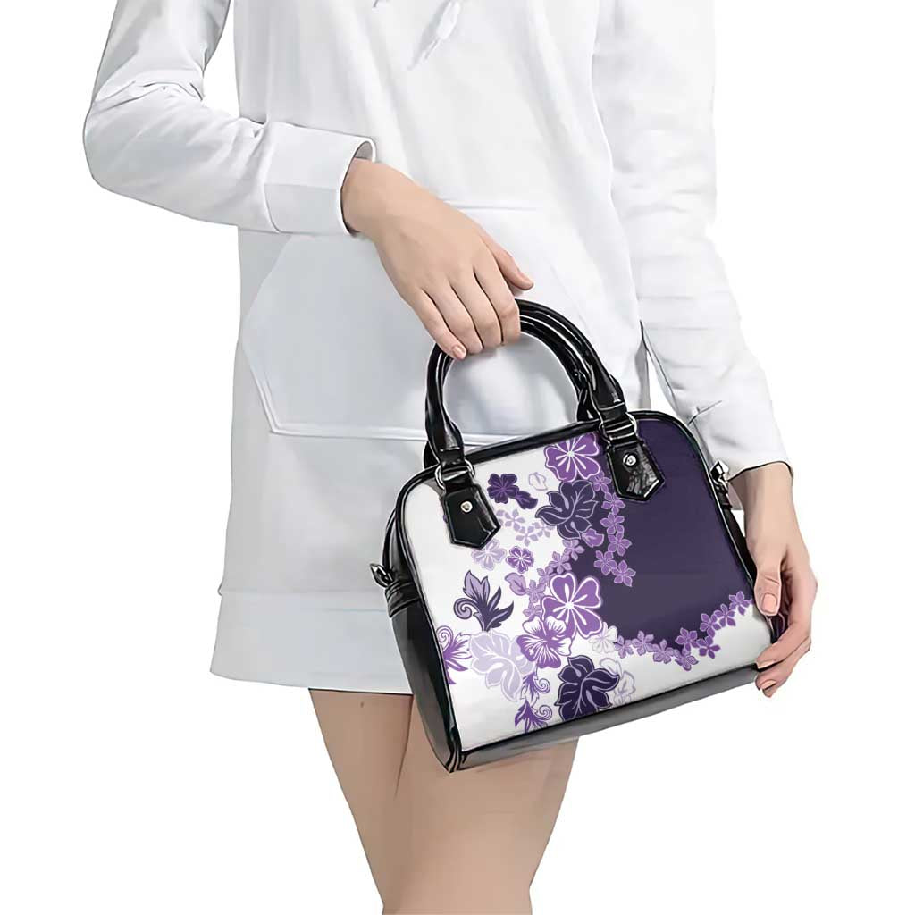 Purple Hibiscus Plumeria Floral Shoulder Handbag LT01 - Polynesian Pride